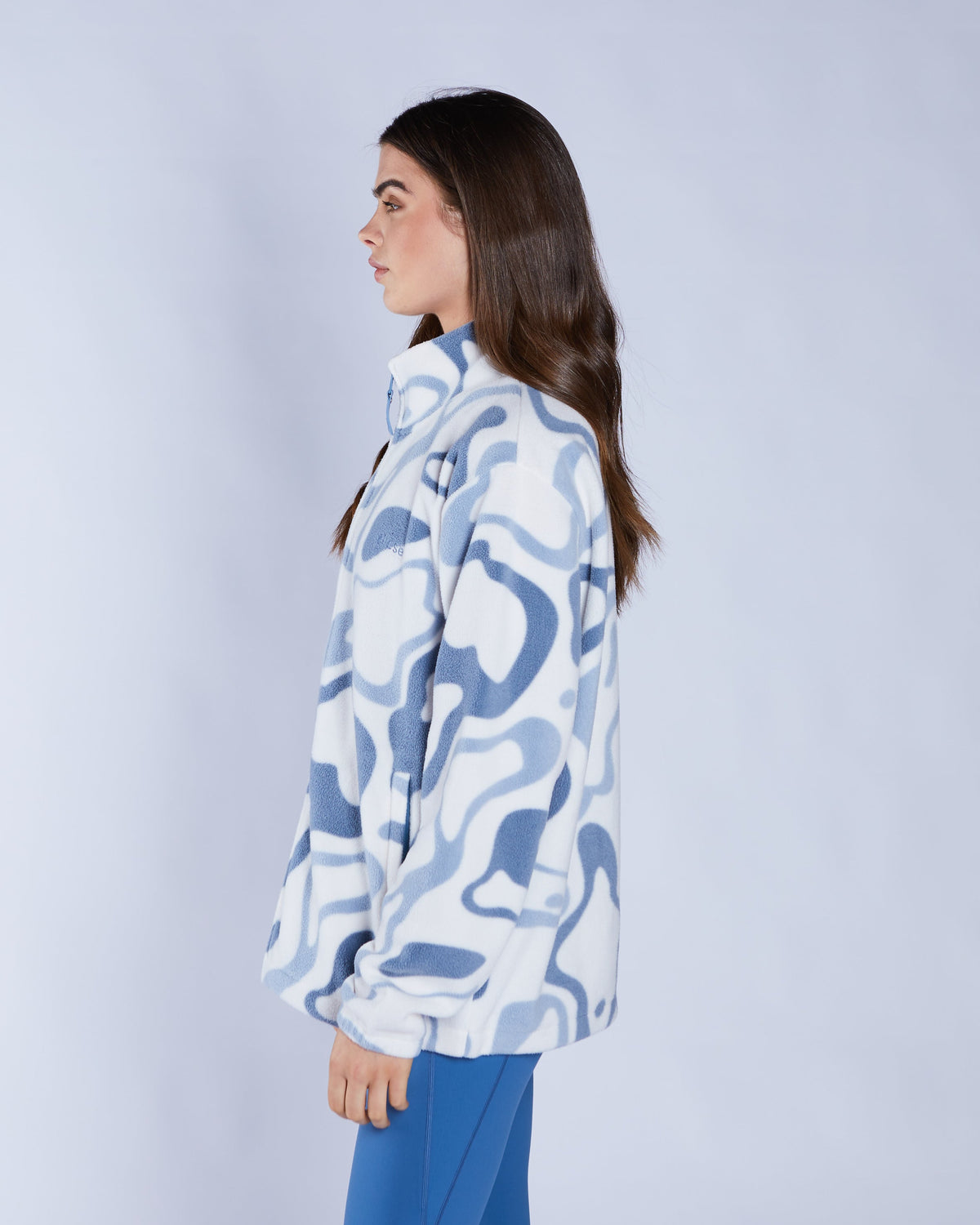 Whimsey Fleece Zipper Multi Blue