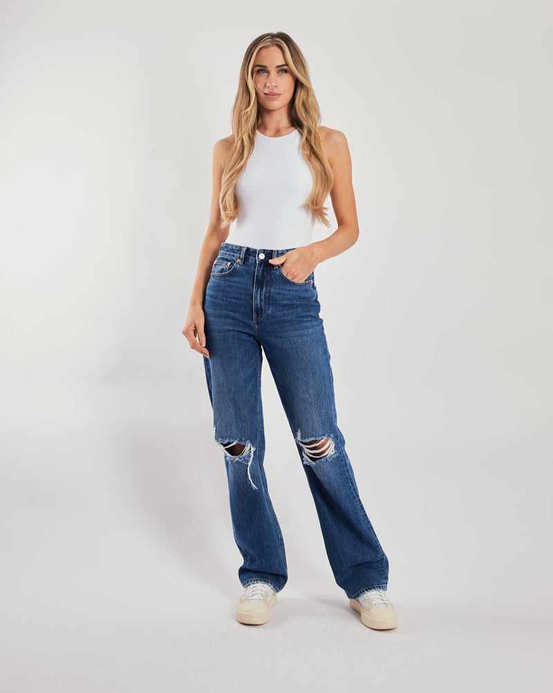 Cara Wide leg Aged Blue